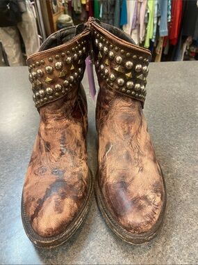 Old Gringo Copper Brown Studded Leather Ankle Boots - Women
